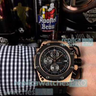 Newest Copy Audemars Piguet Survivor Black Chronograph Watch 44mm